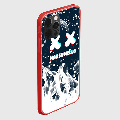 Чехол iPhone 12 Pro Max Marshmello белый огонь / 3D-Красный – фото 2