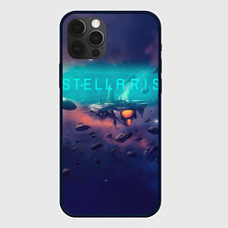 Чехол для iPhone 12 Pro Max Stellaris космический корабль на фоне астероидов, цвет: 3D-черный