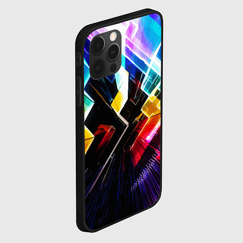 Чехол iPhone 12 Pro Max Неоновая молния Абстракция Neon Lightning Abstract / 3D-Черный – фото 2