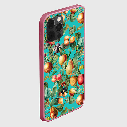 Чехол iPhone 12 Pro Max Ассорти Фруктов / 3D-Малиновый – фото 2