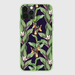 Чехол для iPhone 12 Pro Max Цветы Орхидеи, цвет: 3D-салатовый