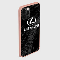 Чехол для iPhone 12 Pro Max Lexus - следы шин, цвет: 3D-светло-розовый — фото 2