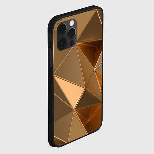 Чехол iPhone 12 Pro Max Золотые 3D треугольники / 3D-Черный – фото 2