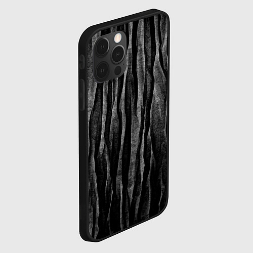 Чехол iPhone 12 Pro Max Полосы чорные серые роизвольные random black strip / 3D-Черный – фото 2