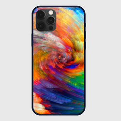 Чехол для iPhone 12 Pro Max MULTICOLORED SWIRLS, цвет: 3D-черный