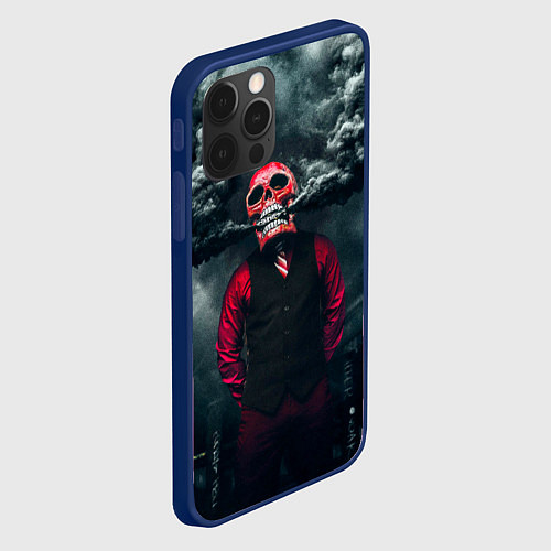 Чехол iPhone 12 Pro Max Smoke Дым Skull / 3D-Тёмно-синий – фото 2