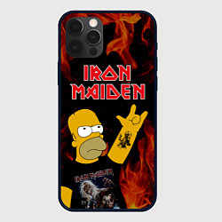Чехол для iPhone 12 Pro Max Iron Maiden Гомер Симпсон Рокер, цвет: 3D-черный