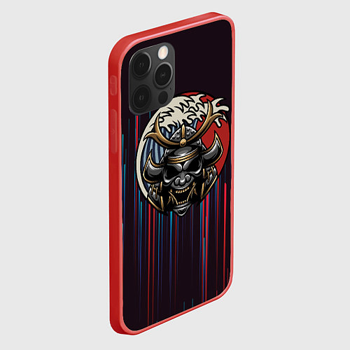 Чехол iPhone 12 Pro Max Шлем Маска самурая / 3D-Красный – фото 2