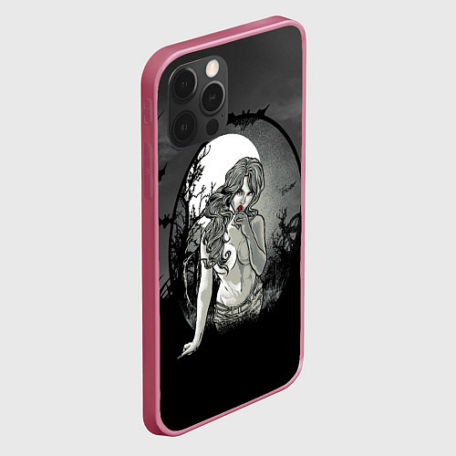 Чехол iPhone 12 Pro Max Сексуальная девушка - зомби с чупа-чупсом / 3D-Малиновый – фото 2