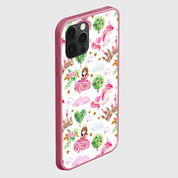 Чехол для iPhone 12 Pro Max Принцесса, замки и единороги, цвет: 3D-малиновый — фото 2
