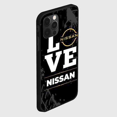 Чехол iPhone 12 Pro Max Nissan Love Classic со следами шин на фоне / 3D-Черный – фото 2