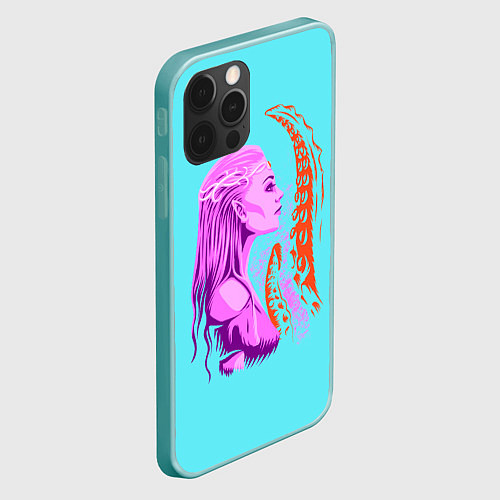 Чехол iPhone 12 Pro Max GIRL AND OCTOPUS TENTACLES / 3D-Мятный – фото 2