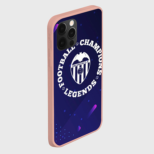 Чехол iPhone 12 Pro Max Символ Valencia и круглая надпись Football Legends / 3D-Светло-розовый – фото 2
