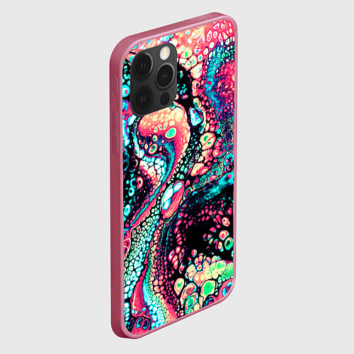 Чехол iPhone 12 Pro Max Acid Wave / 3D-Малиновый – фото 2