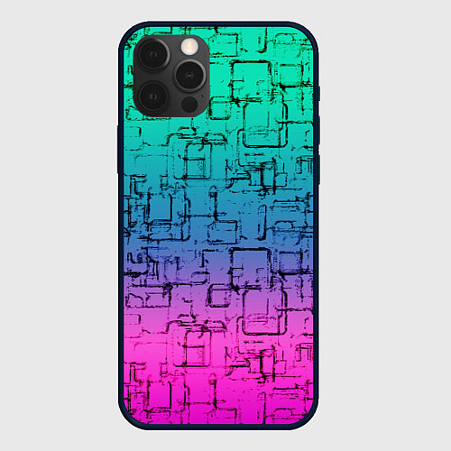 Чехол iPhone 12 Pro Max Абстрактный узор на розово-бирюзовом градиентном ф / 3D-Черный – фото 1