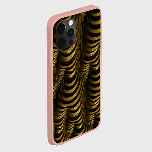 Чехол iPhone 12 Pro Max Черная с золотым оптическая иллюзия Абстракция / 3D-Светло-розовый – фото 2