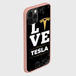 Чехол для iPhone 12 Pro Max Tesla Love Classic со следами шин на фоне, цвет: 3D-светло-розовый — фото 2