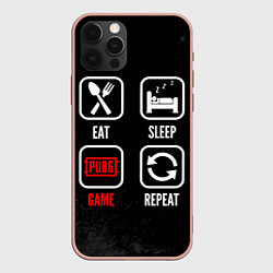 Чехол для iPhone 12 Pro Max Eat, Sleep, PUBG, Repeat, цвет: 3D-светло-розовый
