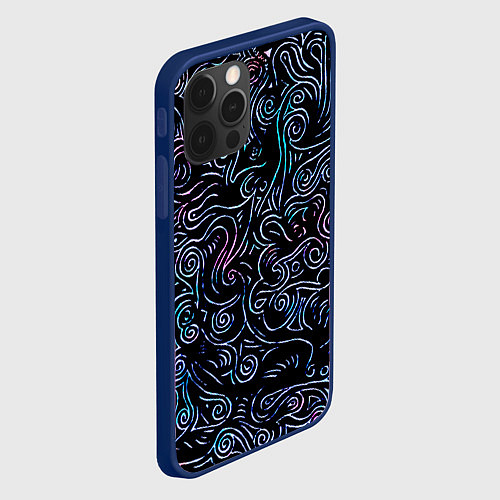 Чехол iPhone 12 Pro Max Strange patterns / 3D-Тёмно-синий – фото 2