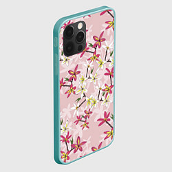 Чехол для iPhone 12 Pro Max Цветы Розовые Плюмерии, цвет: 3D-мятный — фото 2