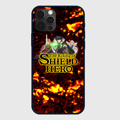 Чехол iPhone 12 Pro Max The Rising of the Shield Hero персонажи на фоне че / 3D-Черный – фото 1