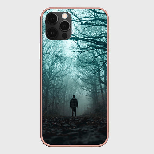 Чехол iPhone 12 Pro Max Парень в лесу / 3D-Светло-розовый – фото 1