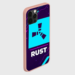 Чехол для iPhone 12 Pro Max Символ Rust в неоновых цветах на темном фоне, цвет: 3D-светло-розовый — фото 2