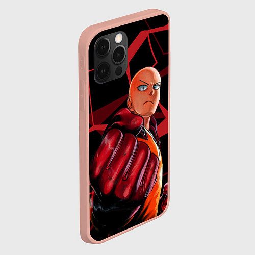 Чехол iPhone 12 Pro Max Ванпанчмен- человек одного удара / 3D-Светло-розовый – фото 2