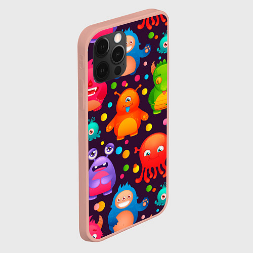 Чехол iPhone 12 Pro Max CHARMING MONSTERS / 3D-Светло-розовый – фото 2