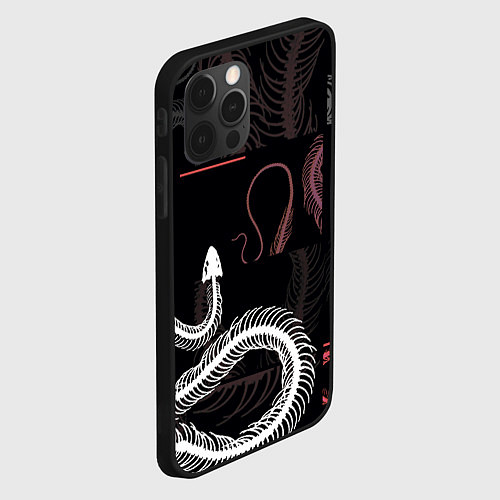 Чехол iPhone 12 Pro Max Скелет змеи Snake skeleton / 3D-Черный – фото 2