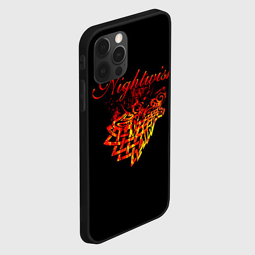 Чехол iPhone 12 Pro Max Nightwish кельтский волк с горящей головой / 3D-Черный – фото 2