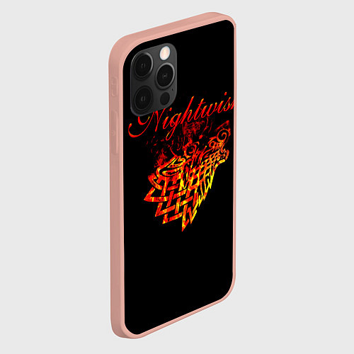 Чехол iPhone 12 Pro Max Nightwish кельтский волк с горящей головой / 3D-Светло-розовый – фото 2