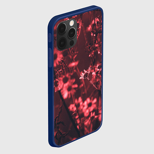 Чехол iPhone 12 Pro Max Цветы на закате / 3D-Тёмно-синий – фото 2
