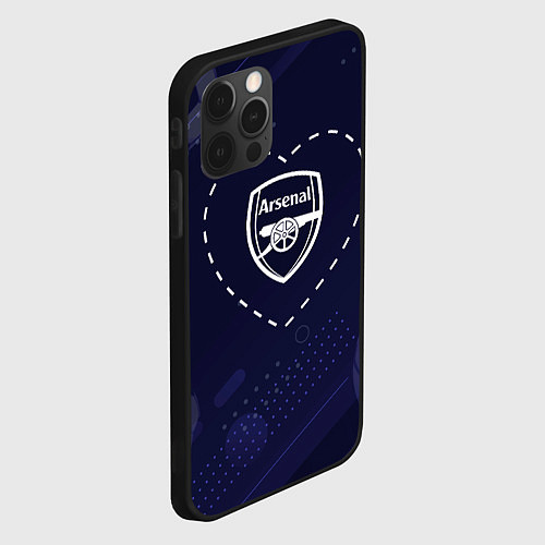 Чехол iPhone 12 Pro Max Лого Arsenal в сердечке на фоне мячей / 3D-Черный – фото 2