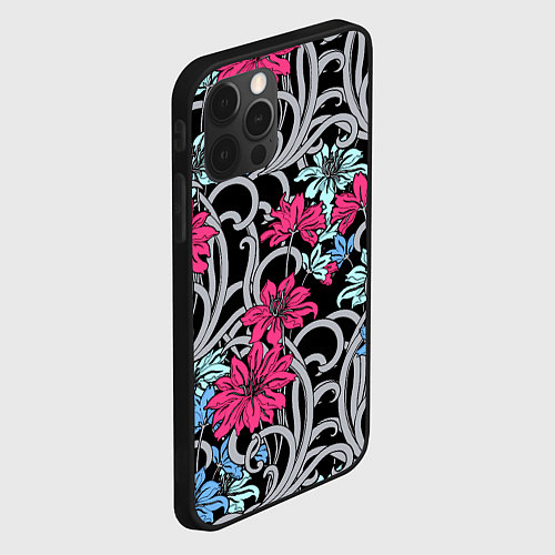 Чехол iPhone 12 Pro Max Цветочный летний паттерн Fashion trend / 3D-Черный – фото 2