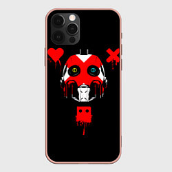 Чехол для iPhone 12 Pro Max Love death and robots белый робот c крестом на лиц, цвет: 3D-светло-розовый