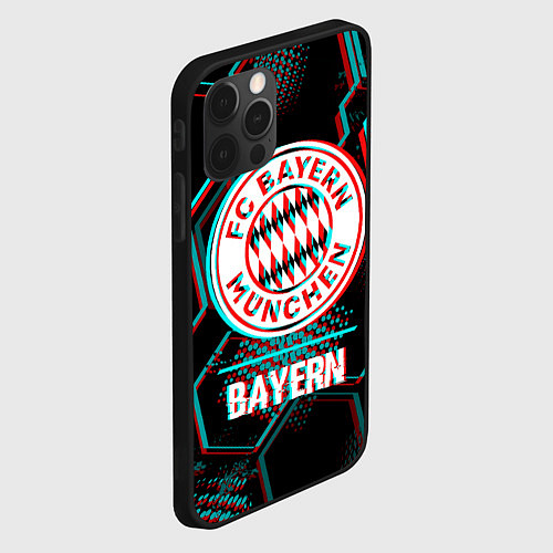 Чехол iPhone 12 Pro Max Bayern FC в стиле Glitch на темном фоне / 3D-Черный – фото 2