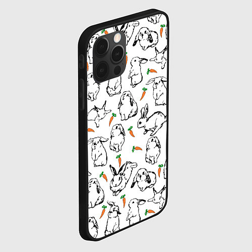 Чехол iPhone 12 Pro Max Зайцы с морковками / 3D-Черный – фото 2