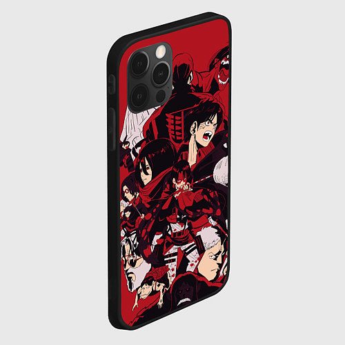 Чехол iPhone 12 Pro Max АТАКА ТИТАНОВ КРАСНЫЙ фонAttack on Titan / 3D-Черный – фото 2