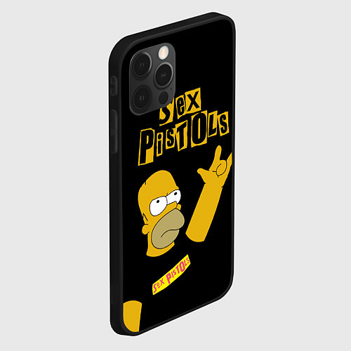 Чехол iPhone 12 Pro Max Sex Pistols Гомер Симпсон рокер / 3D-Черный – фото 2