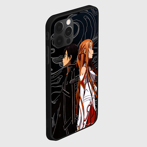 Чехол iPhone 12 Pro Max Кирито и Асуна - Sword Art Online / 3D-Черный – фото 2