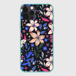 Чехол для iPhone 12 Pro Max Цветы Красочные Лилии В Саду, цвет: 3D-мятный