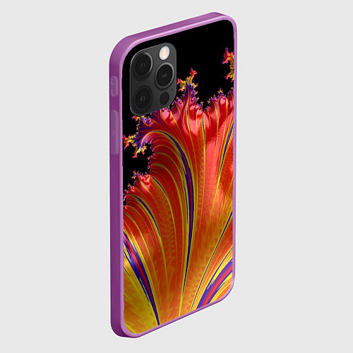 Чехол iPhone 12 Pro Max Фрактал перо жар-птицы Абстракция / 3D-Сиреневый – фото 2