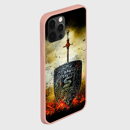 Чехол iPhone 12 Pro Max Skillet щит и меч / 3D-Светло-розовый – фото 2