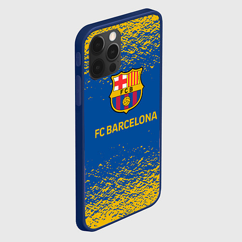 Чехол iPhone 12 Pro Max Barcelona желтые брызги / 3D-Тёмно-синий – фото 2
