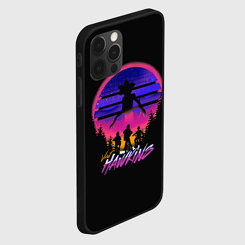 Чехол iPhone 12 Pro Max Visit Hawkins Stranger Things / 3D-Черный – фото 2