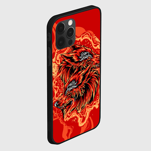 Чехол iPhone 12 Pro Max Огненные лисы / 3D-Черный – фото 2