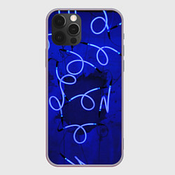 Чехол iPhone 12 Pro Max Неоновые закрученные фонари - Синий