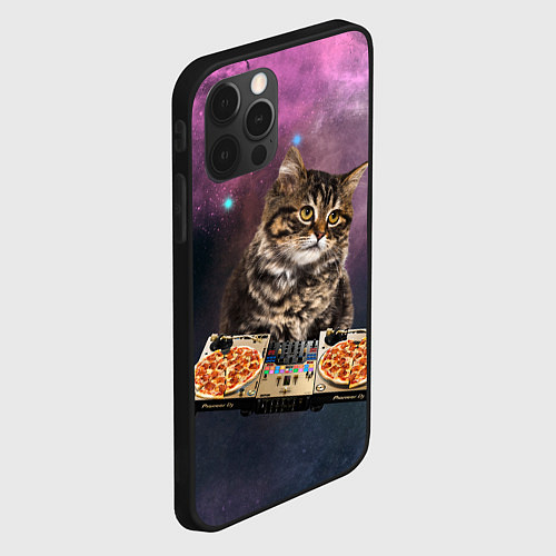 Чехол iPhone 12 Pro Max Космический котёнок диджей Space DJ Cat / 3D-Черный – фото 2