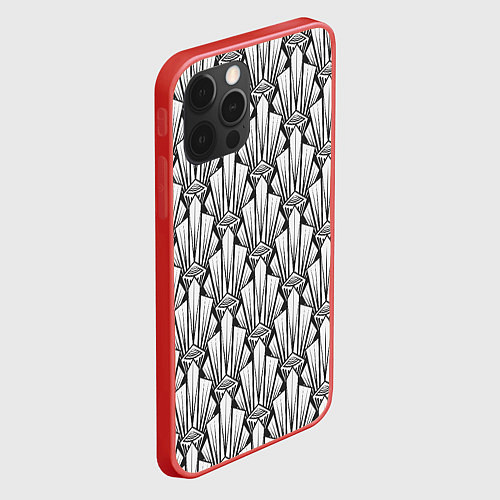 Чехол iPhone 12 Pro Max Современный геометрический узор светлый фон / 3D-Красный – фото 2
